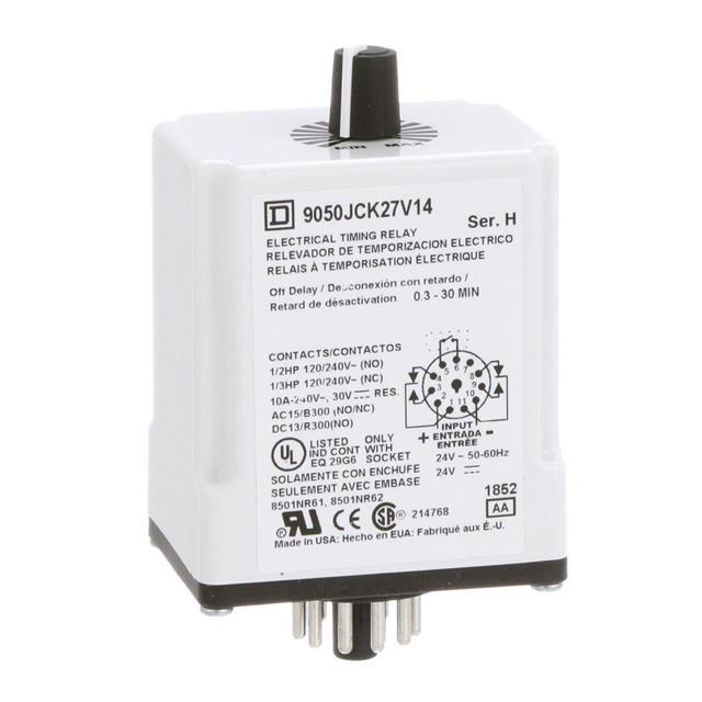 Schneider Electric 9050JCK27V14 Square D JCK Para enchufe Relé mecánico 0.3 min ~ 30 min 10A a 240VCA