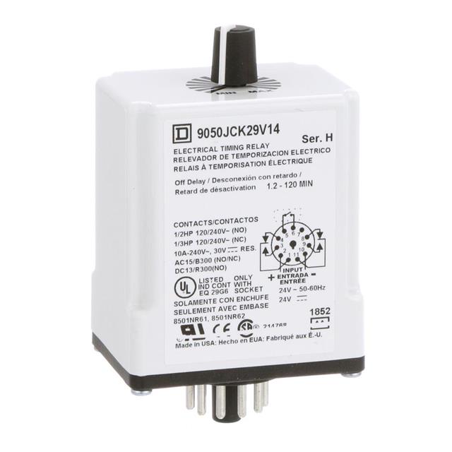 Schneider Electric 9050JCK29V14 Square D JCK Para enchufe Relé mecánico 1.2 min ~ 120 min 10A a 240VCA