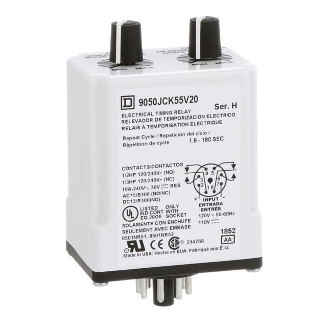 Schneider Electric 9050JCK55V20 Square D JCK Para enchufe Relé mecánico 1.8 ~ 180 seg 10A a 240VCA