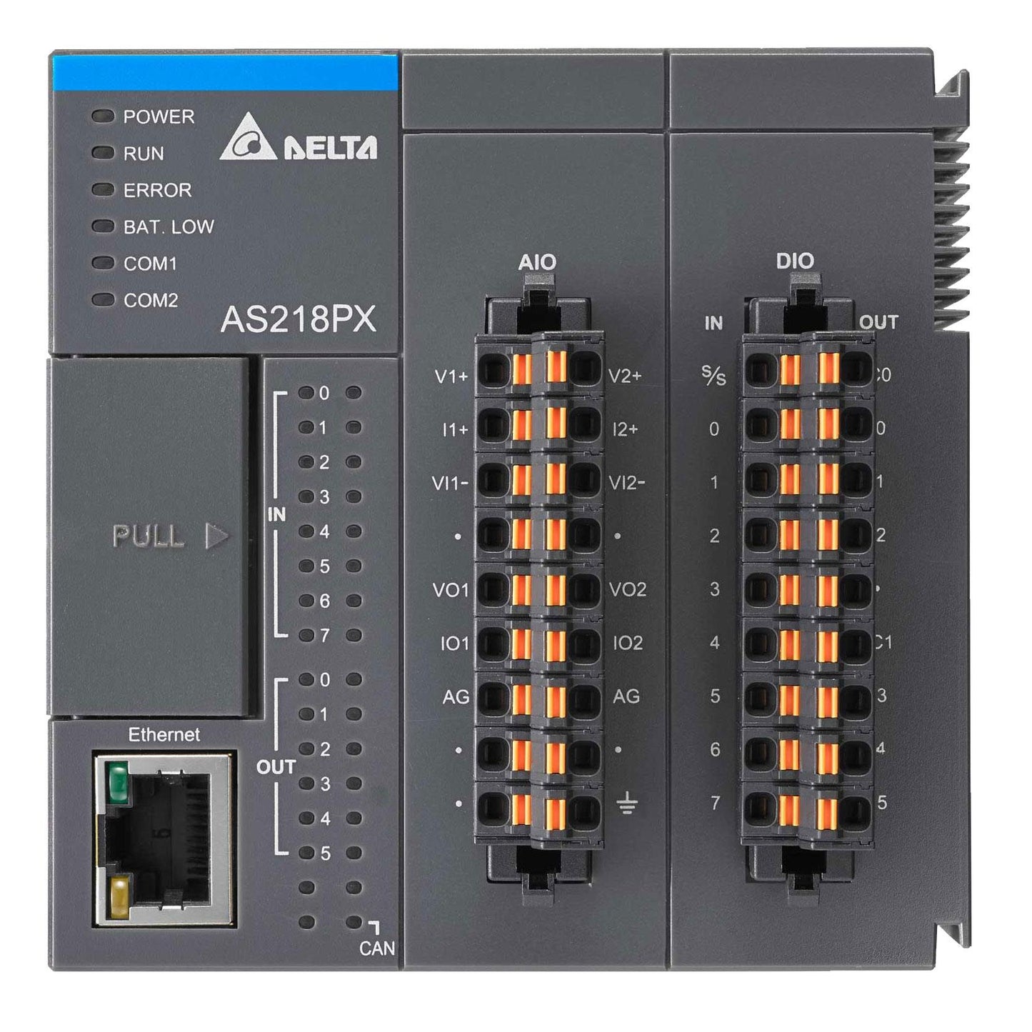 Delta Electronics/Industrial Automation AS218TX-A AS200 AS200 CPU, NPN SINKING OUTPUT 10 - Digital (8), Analog (2)