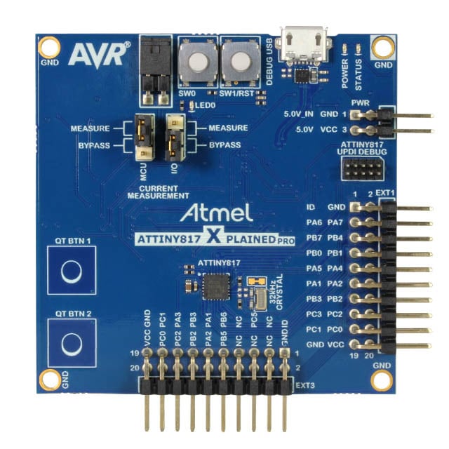Microchip Technology ATTINY817-XPRO AVR® ATtiny, Functional Safety (FuSa) XPLAINED PRO ATTINY817 EVAL BRD