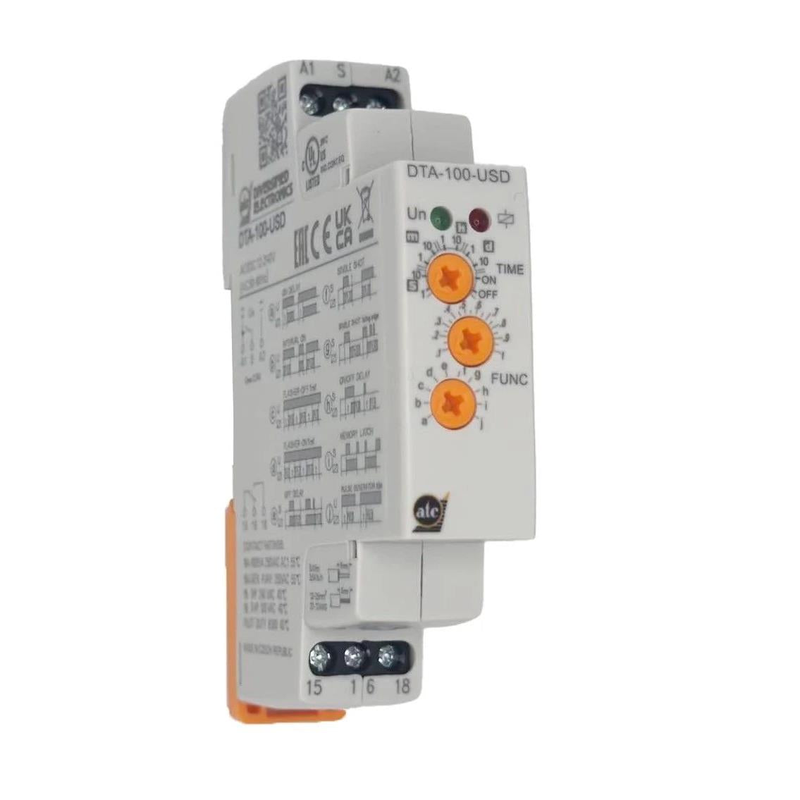 ATC-Diversified Electronics DTA-100-USD DTA Riel DIN Relé mecánico 0.1 seg ~ 10 días 16A a 250VCA/24VCC