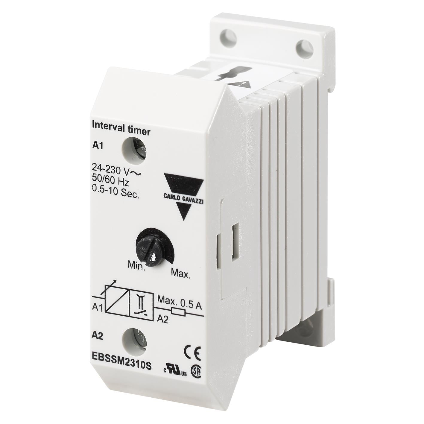Carlo Gavazzi Inc. EBSSM2310S EBS Montaje de chasis, Riel DIN Temporizador solamente, no se incluye el relé 0.5 ~ 10 seg -