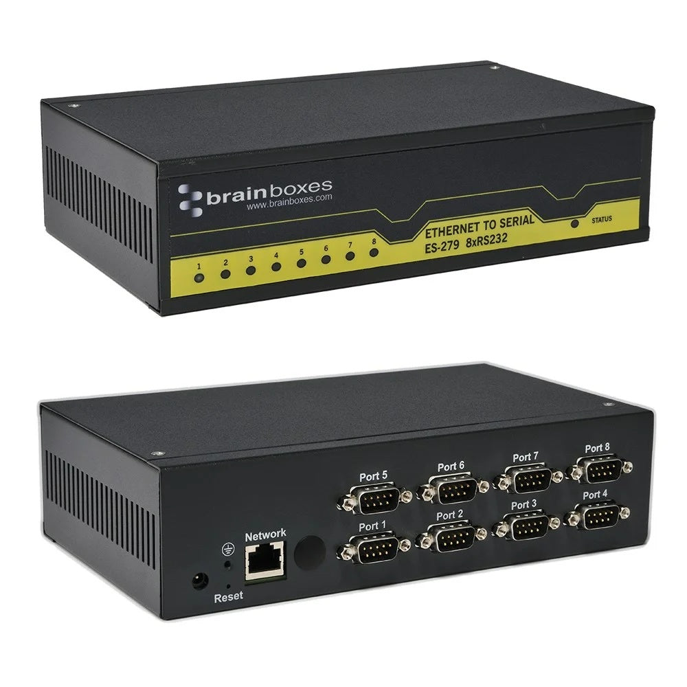 Brainboxes ES-279 - 8 PORT RS232 ETHERNET TO SERIAL Gateway