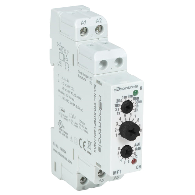 c3controls ETR-D17MF1-03H-1CMV4 ETR Riel DIN Relé mecánico 1 seg ~ 3 h 5A a 250VCA/24VCC