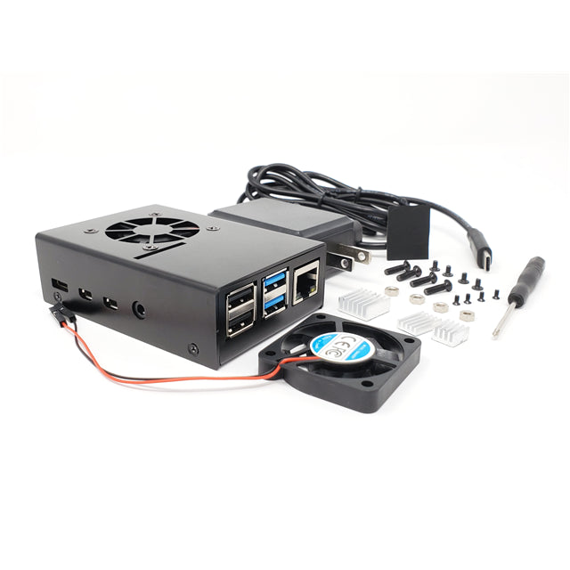 Micro Connectors, Inc. RAS-PCS14PWR-BK - Raspberry Pi 4B Case
