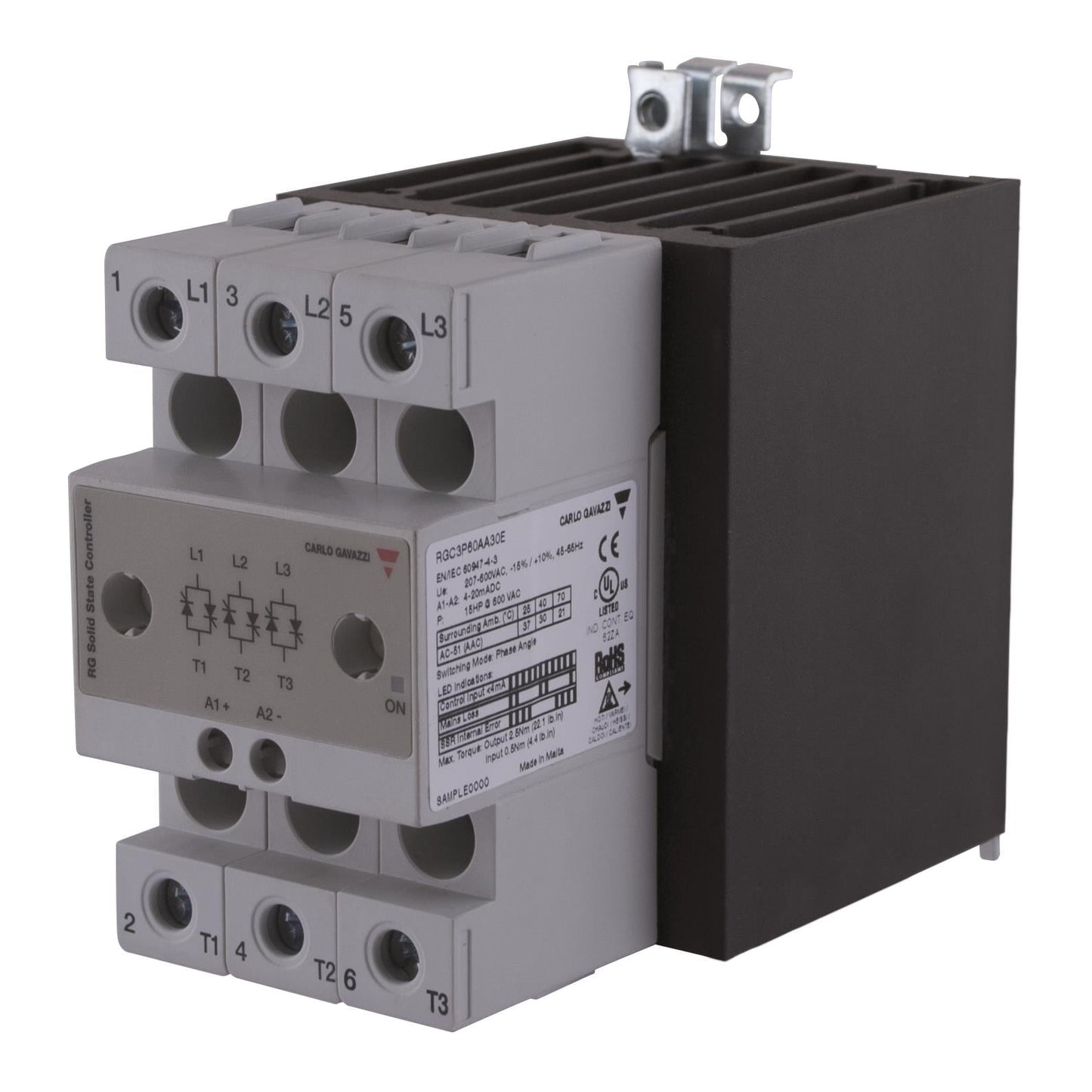 Carlo Gavazzi Inc. RGC3P60AA30E RGC3P Montaje de chasis, Riel DIN 3PST-NO (Normalmente abierto) (3 Forma A)