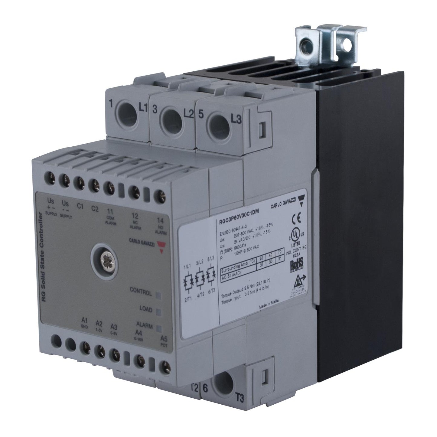 Carlo Gavazzi Inc. RGC2P60V25C1DM RGC2P Montaje de chasis, Riel DIN DPST-NO (normalmente abierto) (2 Forma A)