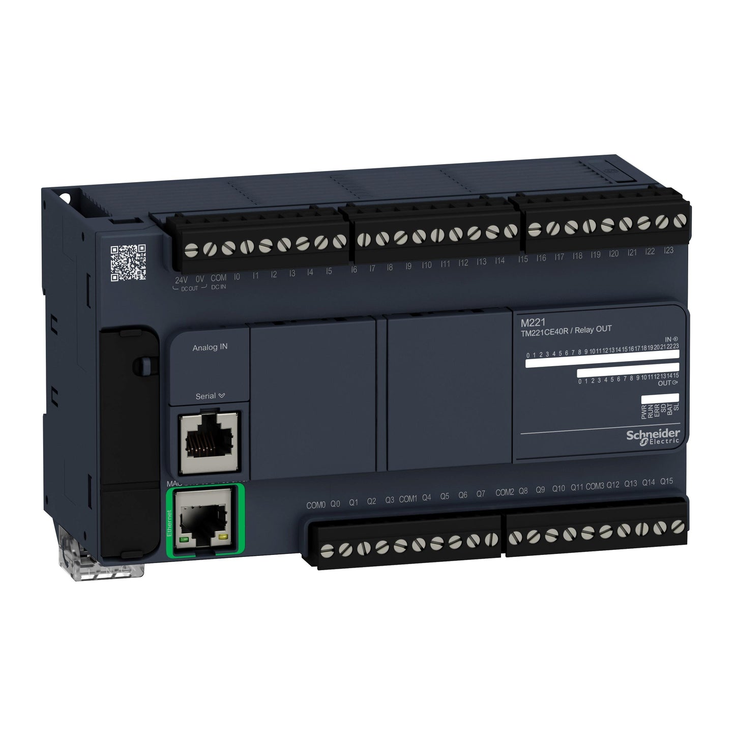 Schneider Electric TM221CE40R Modicon M221 M221-40IO RELAY ETHERNET 26 - Digital (24), Analog (2)
