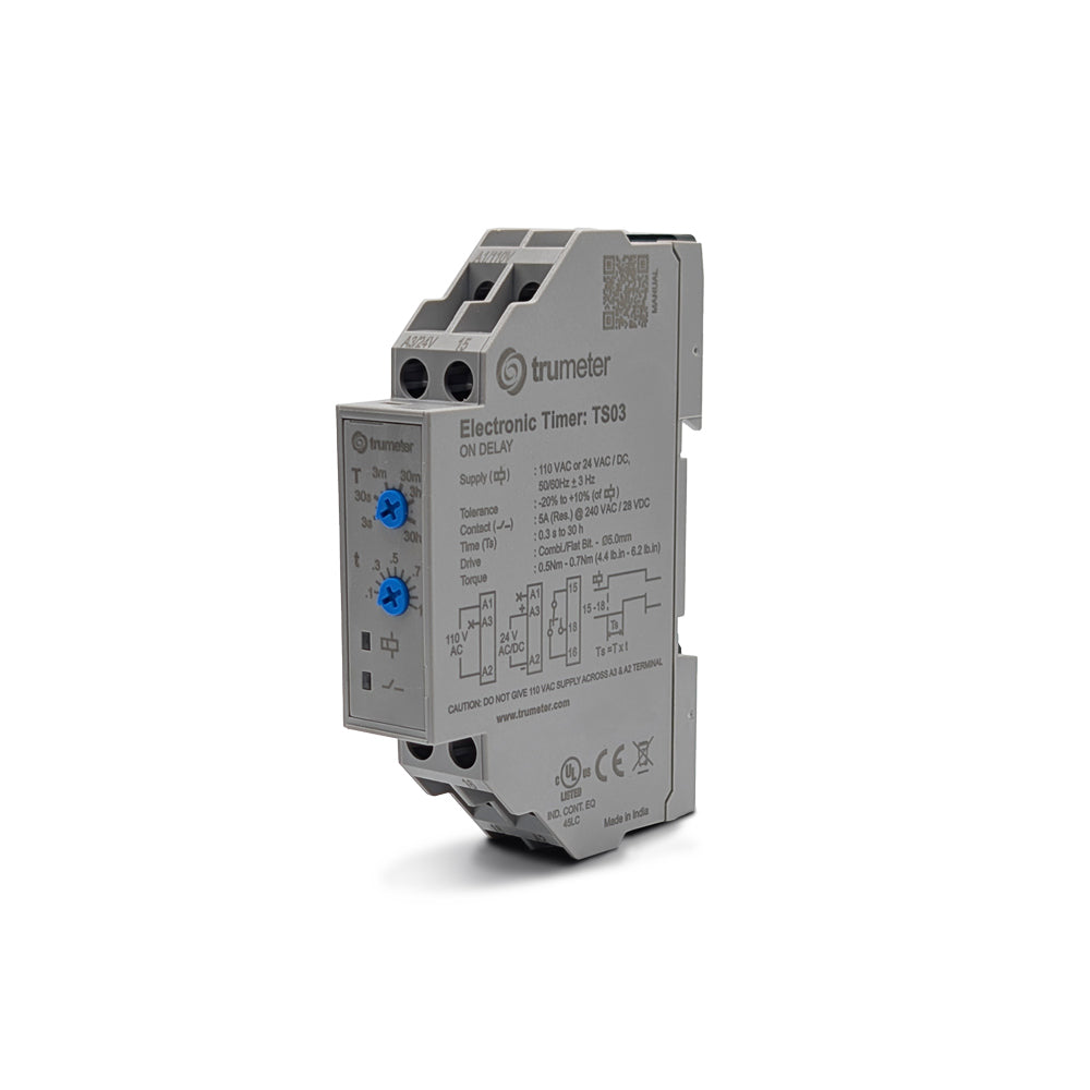 Trumeter TS03 TS Riel DIN Relé mecánico 0.3 seg ~ 30 h 5A a 240VCA