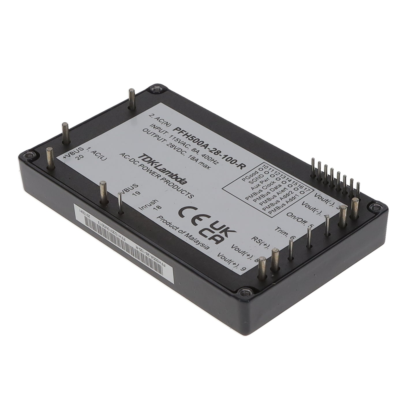 TDK-Lambda PFH500A-28-100-R PFH500A (500W) AC-DC, PCB MOUNT, 2.4X4", INPUT