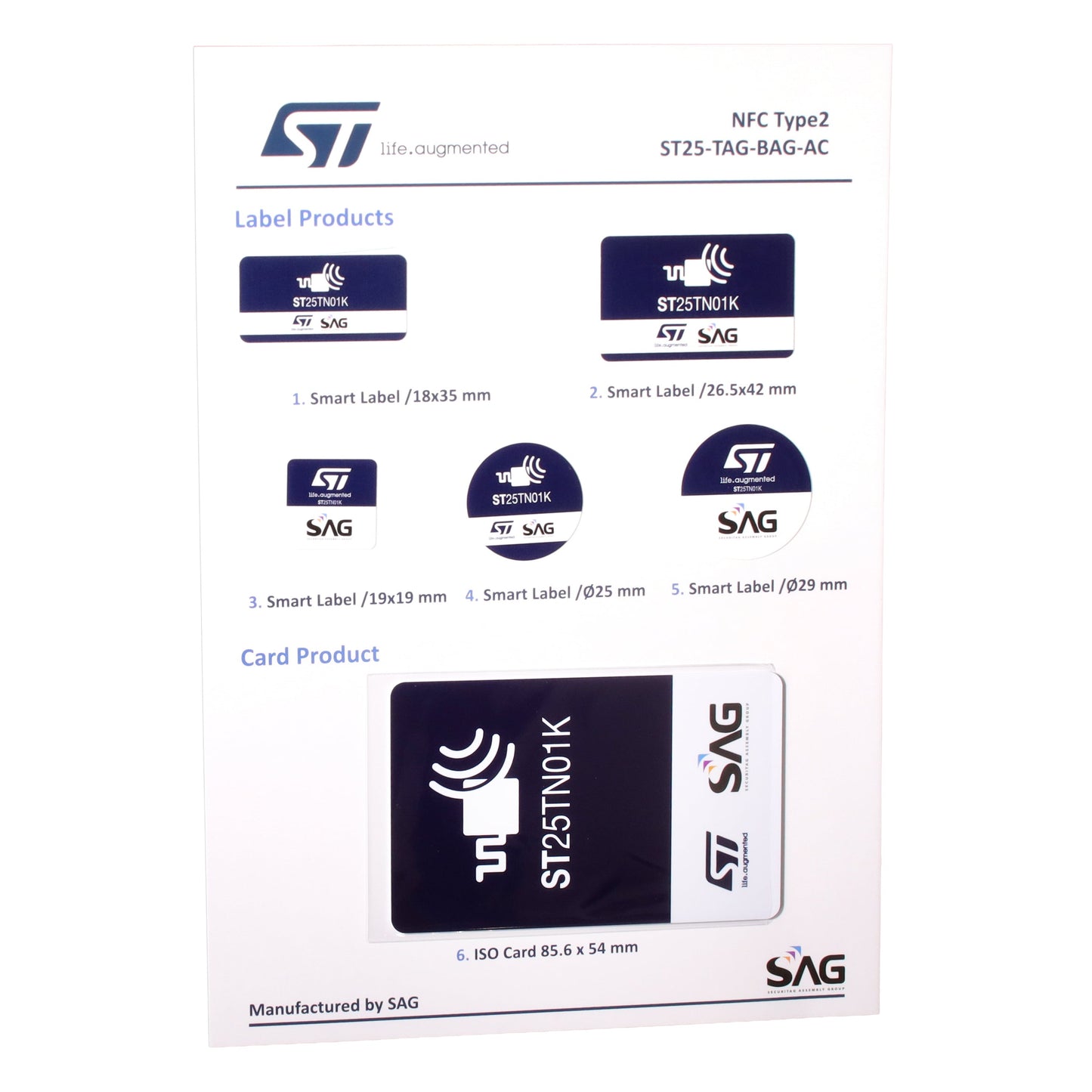 STMicroelectronics ST25-TAG-BAG-AC ST25TN Tarjeta Pasivo