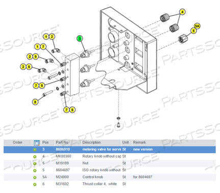 8606910 VÁLVULA MEDIDORA DE GAS DE COLECTOR de Draeger Inc.