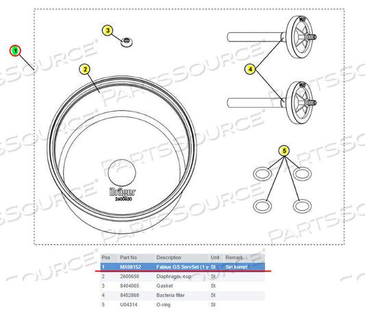 OEM MX08152 JUEGO DE SERVICIO FABIUS GS