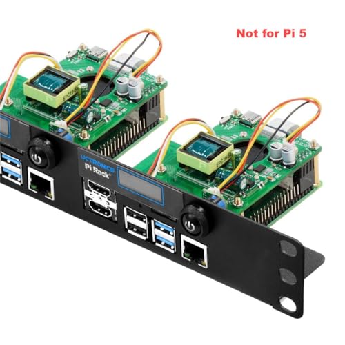 UCTRONICS Ultimate Rack con funcionalidad PoE para Raspberry Pi 4, 19" 1U Rackmount con PoE HAT, todo IO en un lado, pantalla OLED, interruptor de alimentación y ventilador de refrigeración