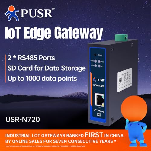Edge Computing IoT Gateway 2* RS485 1* Ethernet con tarjeta SD para almacenamiento de datos Modbus a MQTT/Json DL645 a MQTT+Json RS485 a Ethernet USR-N720-ETH