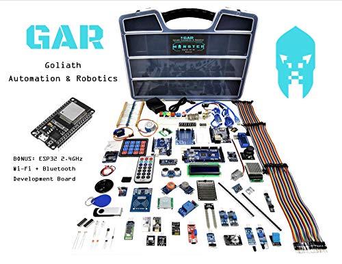 GAR Monster Starter Kit para Arduino Uno Mega Nano, juego completo avanzado, ESP32, ESP8266, 25 módulos de sensor, Bluetooth WiFi Ethernet para proyectos de robótica STEM