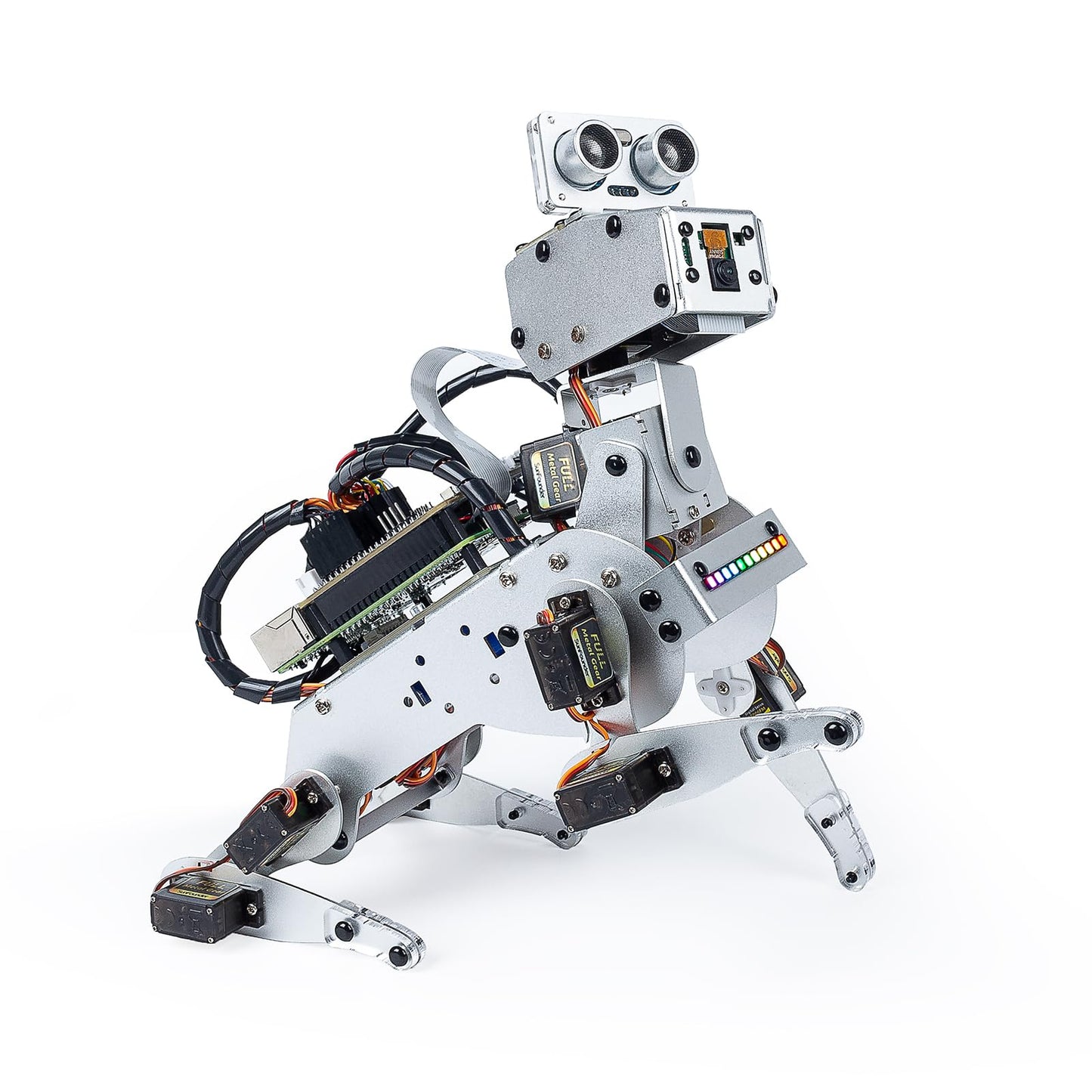 SunFounder PiDog AI Robot Dog Kit para Raspberry Pi 4/3B+/3B/Zero 2W, ChatGPT-4o habilitado con comando de voz y reconocimiento de video, control de aplicaciones, FPV, 12 servos, giroscopio, cámara,