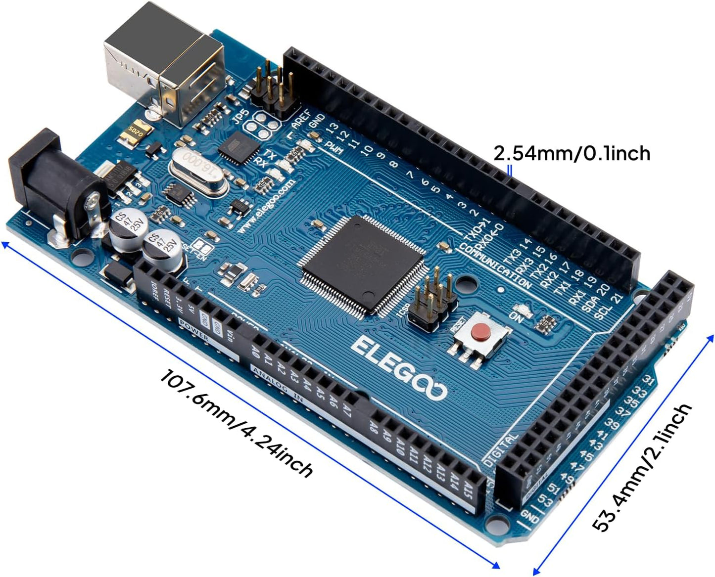 ELEGOO MEGA R3 Board ATmega 2560 + cable USB compatible con Arduino IDE Projects RoHS
