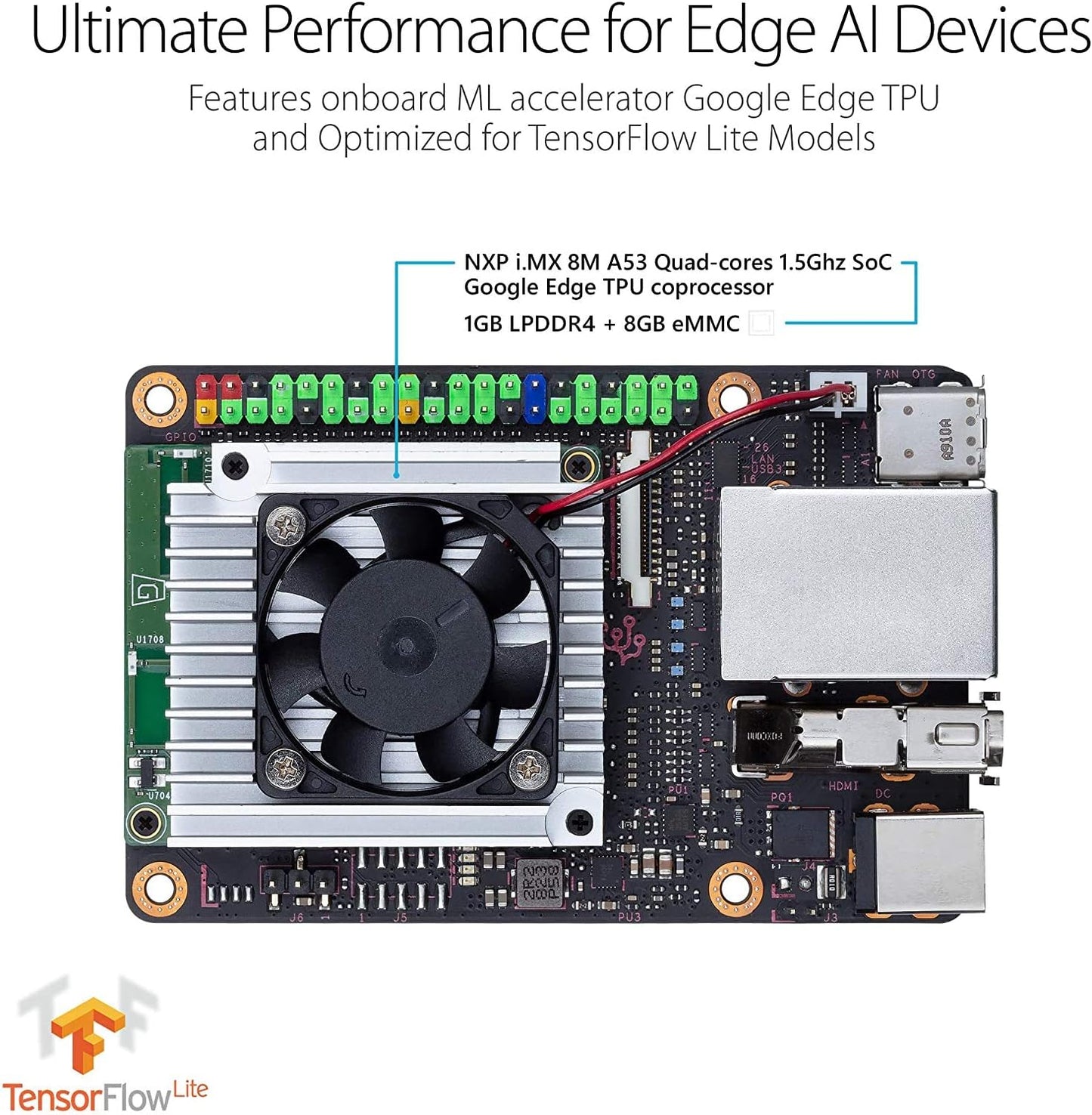 Tinker Edge T, Mismo SOM que Coral Dev Board,1GB RAM+8GB eMMC