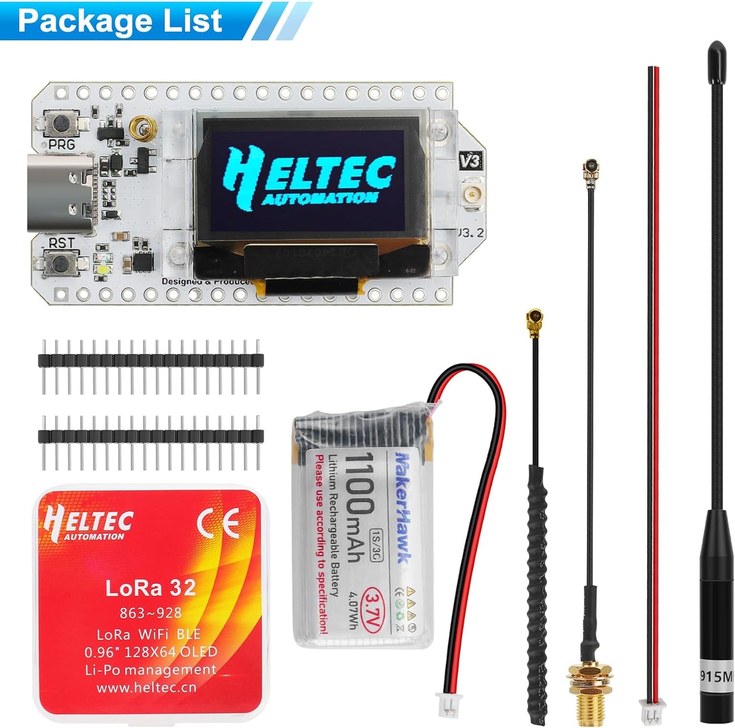 ESP32 LoRa V3 Placa de módulo con batería de 3000 mAh - con antena de 915 MHz y dispositivos de carcasa SX1262 LoRa V3 para Meshtastic Arduino LoRawan IOT
