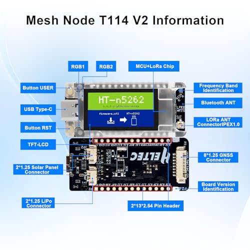 Mesh Node T114 V2 LoRaWAN Meshtastic Tracker AYWHP Meshtastic Tracker Nordic nRF52480 con pantalla GNSS Pantalla TFT de 1.9 pulgadas 902-928MHz con chip SX1262 BLE WiFi compatible con