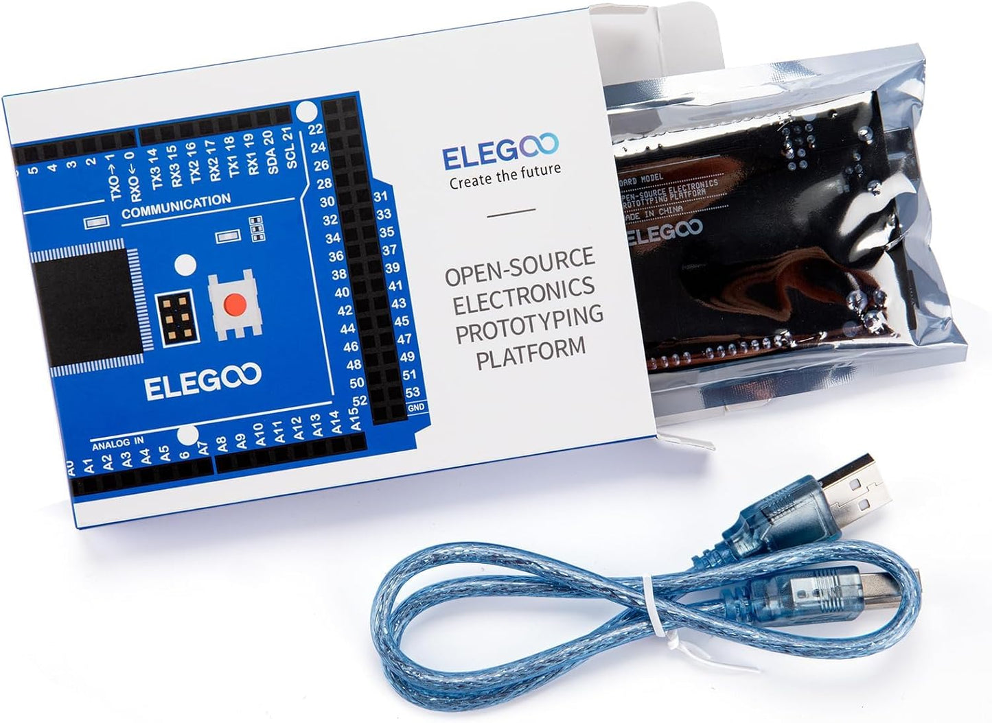 ELEGOO MEGA R3 Board ATmega 2560 + cable USB compatible con Arduino IDE Projects RoHS