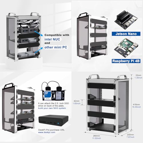 GeeekPi Gabinete de servidor 8U, rack de servidor de 10 pulgadas para equipos de red, servidores, audio y video, DeskPi RackMate T1 Rackmount