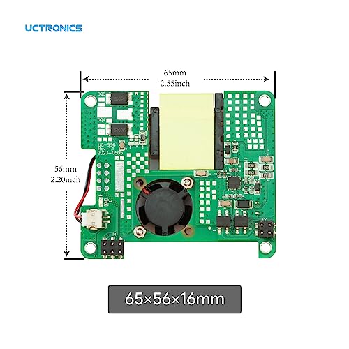 UCTRONICS PoE+ Sombrero para Raspberry Pi, 5V 4.5A Max IEEE802.3af/at Queja Power Over Ethernet con ventilador de refrigeración para Raspberry Pi 4B/3B+