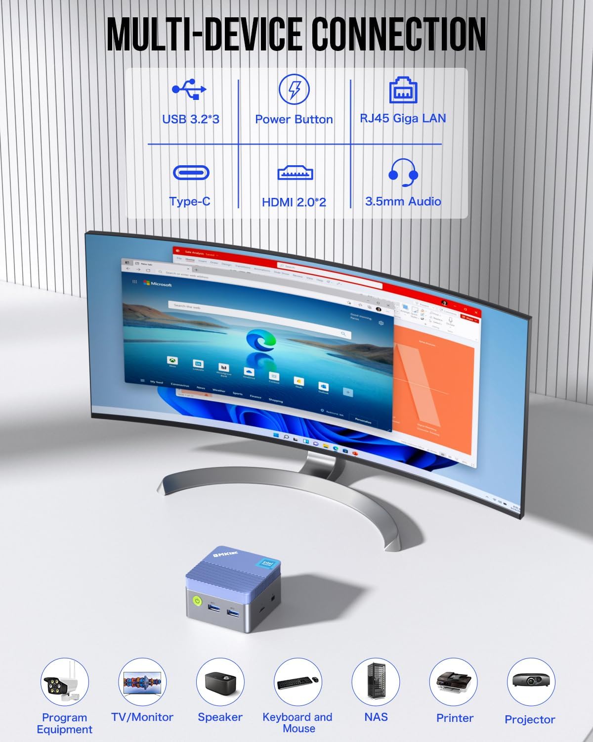 GMKtec Mini PC Windows 11 Pro Intel 11ª generación N5105, 10nm 8GB RAM 128GB SSD M.2 2242 Micro computadora de escritorio con doble HDMI 4K, Dual DDR4, Dual WiFi, Giga, BT4.2 y ventiladores de