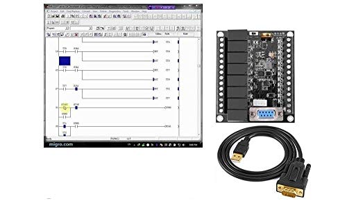 Controlador programable de lógica de escalera PLC, interfaz de programación y software de desarrollo GX, kit de inicio 24V, 12 entradas, 8 salidas de relé con fuente de alimentación