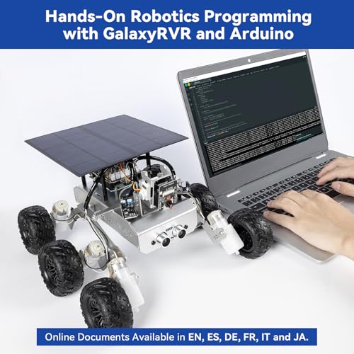 SunFounder Kit GalaxyRVR Mars Rover, kit de auto robot de video inteligente compatible con Arduino Uno R3 con ESP32 CAM para imágenes FPV en tiempo real, placa R3 y baterías recargables incluidas