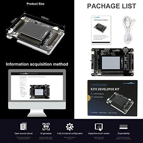 Yahboom Kit de desarrollador K210 con AI Vision RISC-V Cámara de reconocimiento facial Placa de desarrollo de robots Junta de expansión El comienzo del desarrollo visual