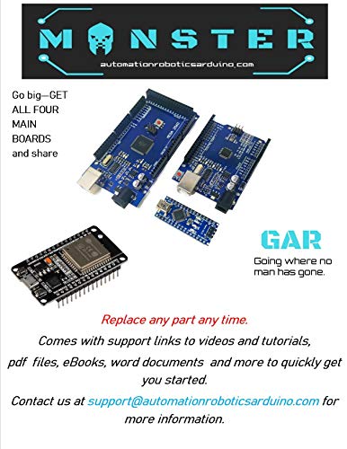 GAR Monster Starter Kit para Arduino Uno Mega Nano, juego completo avanzado, ESP32, ESP8266, 25 módulos de sensor, Bluetooth WiFi Ethernet para proyectos de robótica STEM