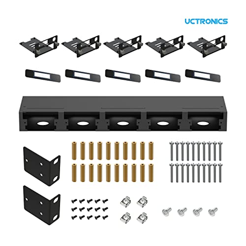UCTRONICS - Carcasa completa para Raspberry Pi 2.0 con funcionalidad PoE, montaje en rack frontal extraíble de 19 pulgadas con tornillos cautivos, soporta hasta 5 RPis, compatible con Raspberry Pi 4B,