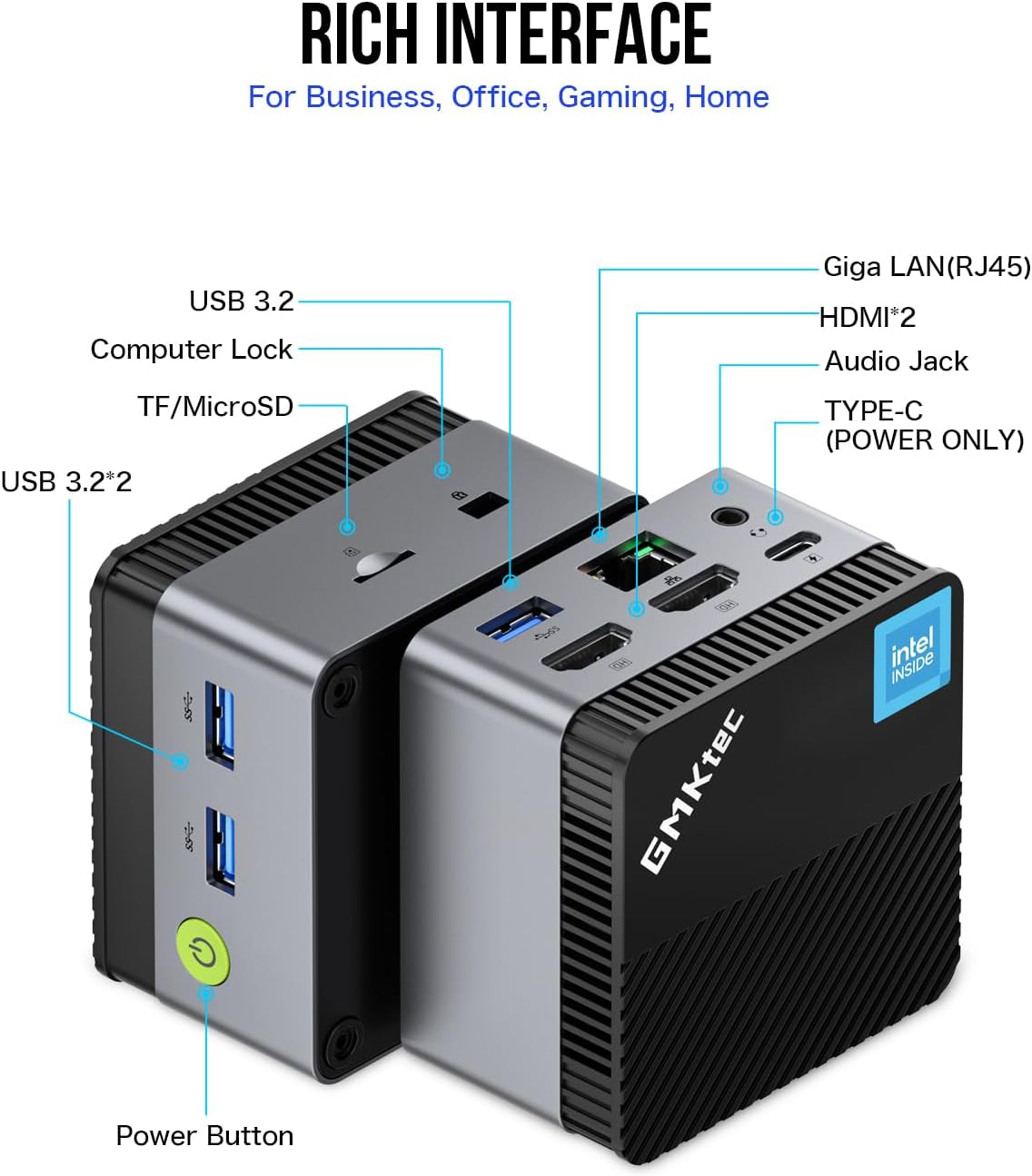 GMKtec Mini PC Windows 11 Pro Intel 11ª generación N5105, 10nm 8GB RAM 128GB SSD M.2 2242 Micro computadora de escritorio con doble HDMI 4K, Dual DDR4, Dual WiFi, Giga, BT4.2 y ventiladores de