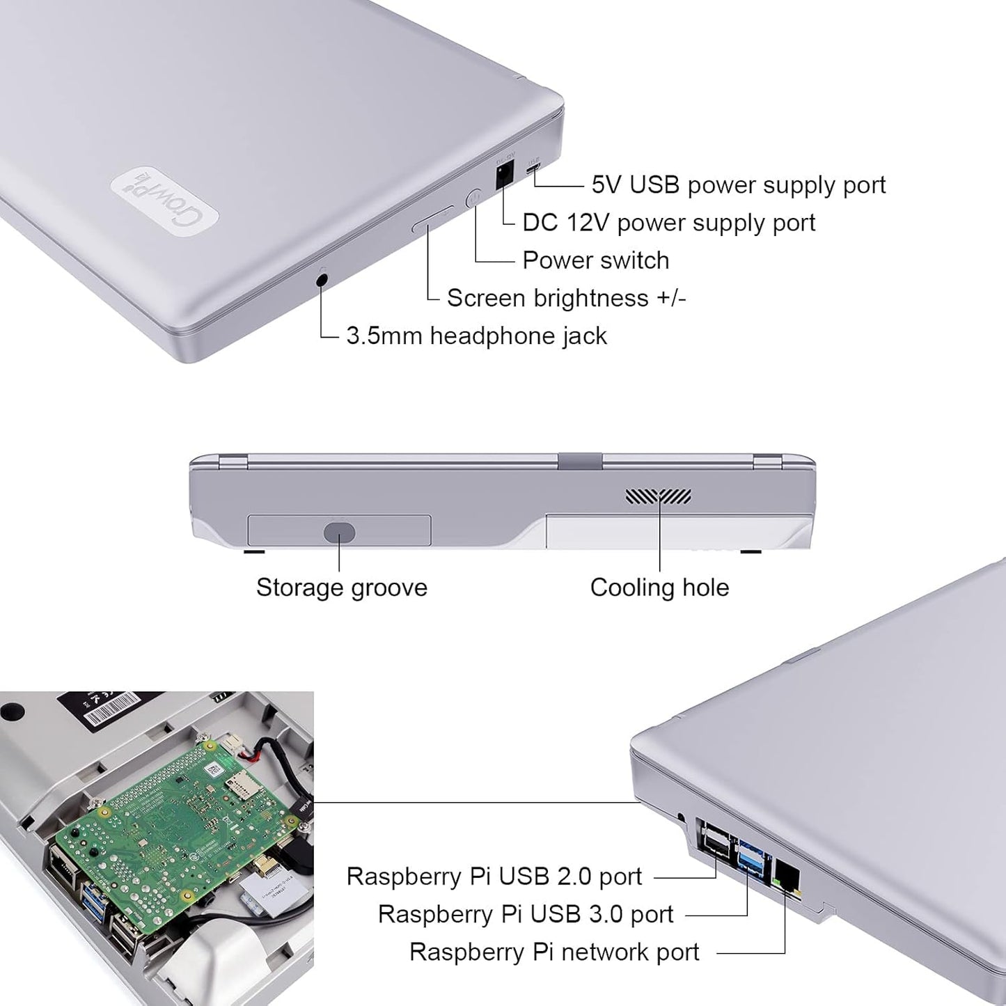 Computadora portátil de programación para Raspberry Pi, para Raspberry Pi 4, CrowPi2 programación portátil, computadora de placa única - Kit avanzado