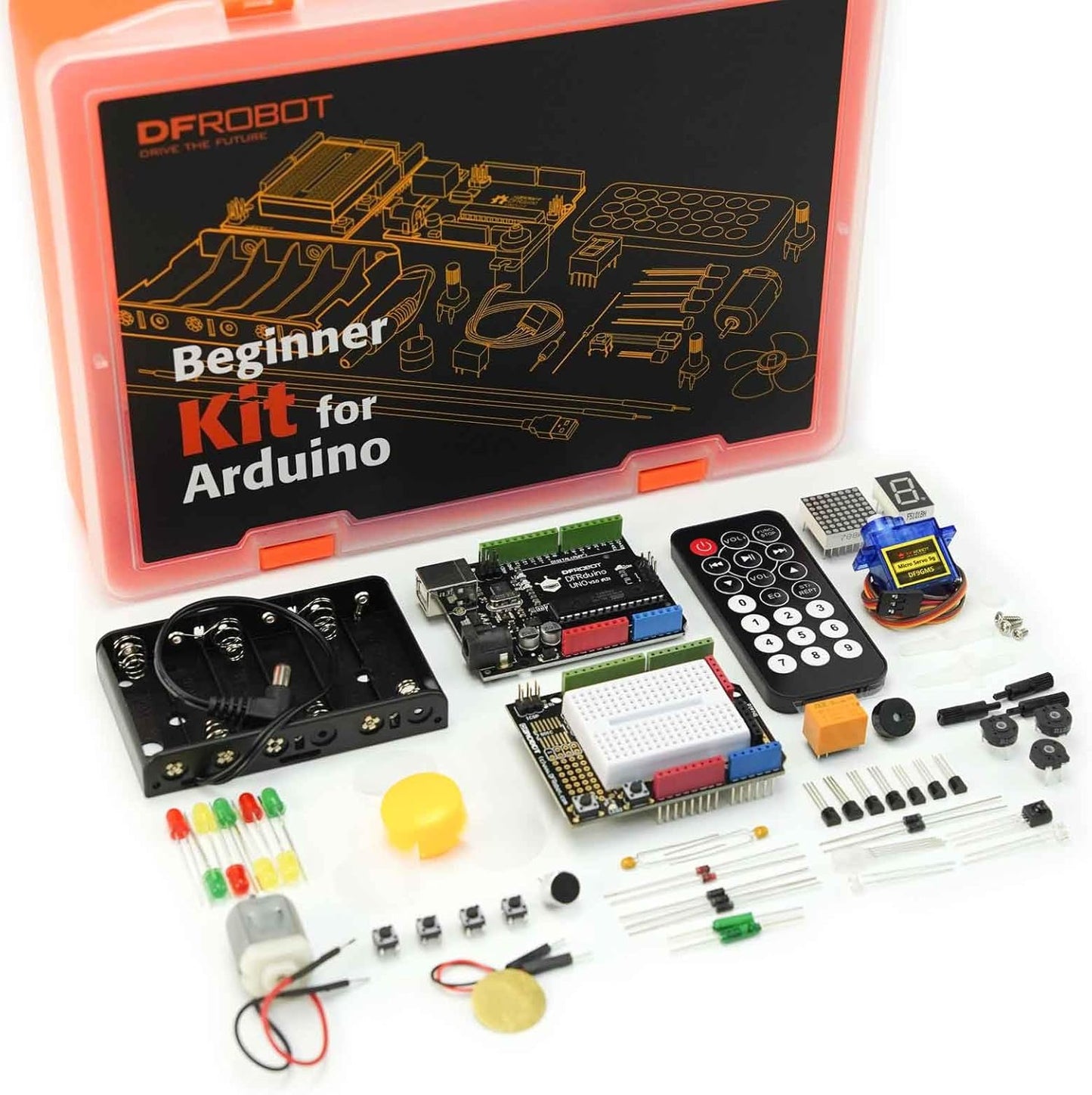 DFROBOT UNO R3 Kit de inicio completo para Arduino con tutorial detallado - Compatible con Arduino UNO R3 y Arduino IDE para electrónica y aprendizaje de programación Arduino