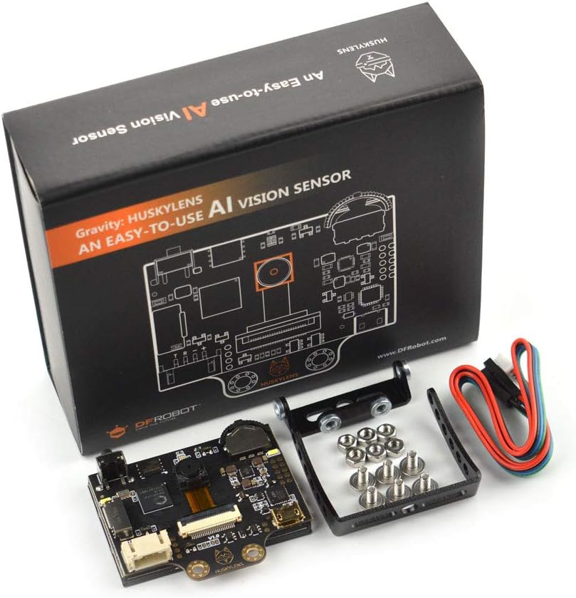 DFROBOT HUSKYLENS Sensor de visión inteligente con funda de silicona para LattePanda, Raspberry Pi o Micro:bit | Soporte de cámara AI Objeto/Seguimiento de línea, Cara/Objeto/Color/Reconocimiento de