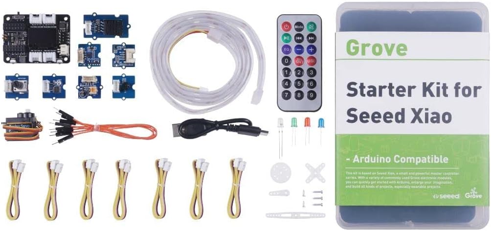 Seeed Studio XIAO Starter Kit - Todas las placas de desarrollo de la serie seeed studio XIAO soportadas, placa de expansión de la serie XIAO, 9 módulos Grove, presentado con cursos XIAO para