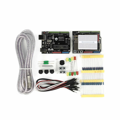 DFRobot Kit de inicio para principiantes para Arduino: Aprende electrónica con componentes etiquetados (con Uno R3 en el interior)