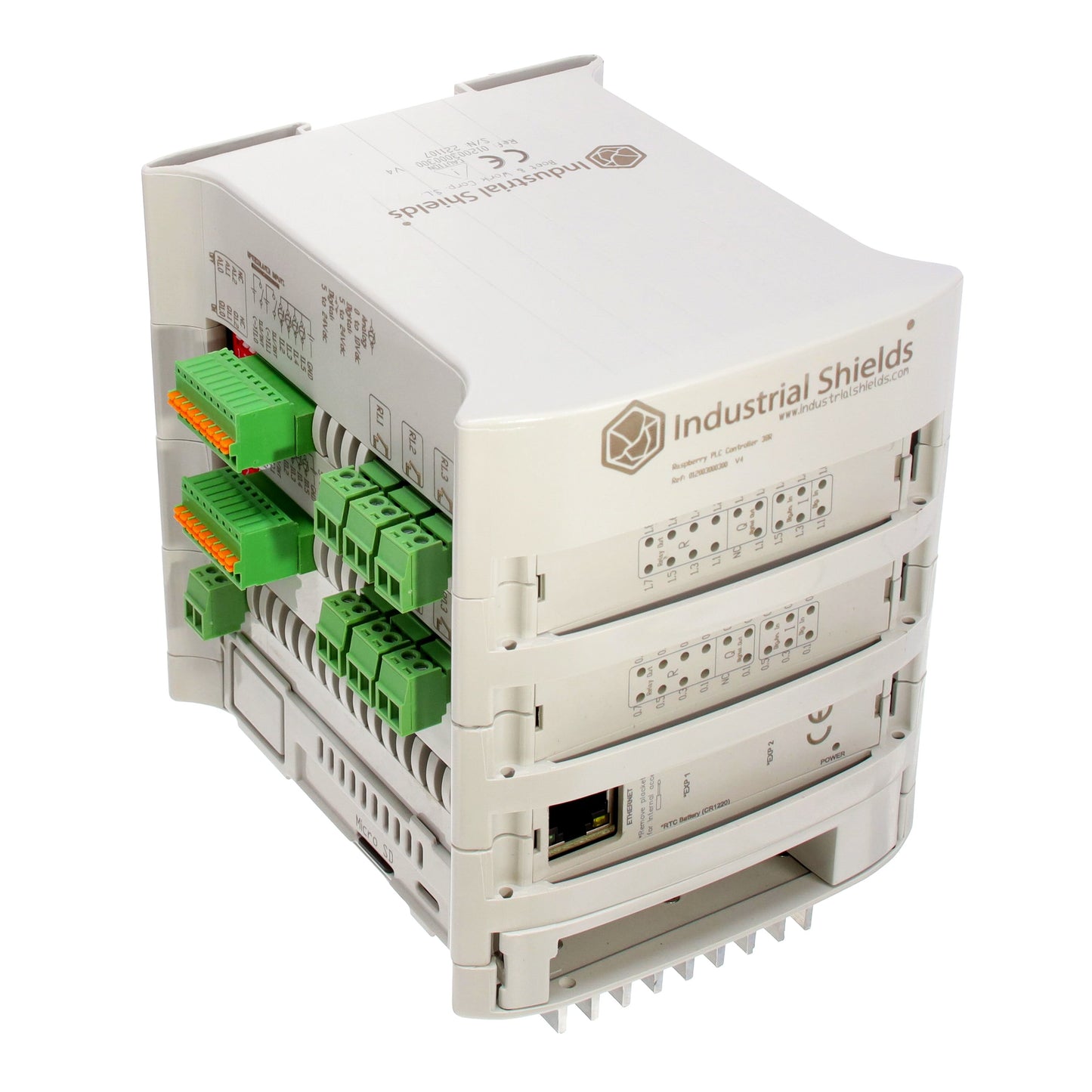 Industrial Shields 12003000300 - RASPBERRY PLC ETHERNET 38R I/OS 12 - Digital (4), Analog (8)