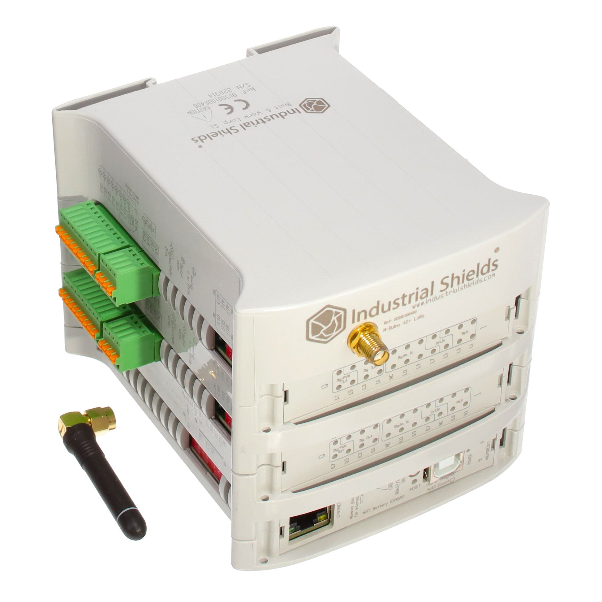 Industrial Shields 15001000400 - M-DUINO PLC ARDUINO ETH & LORA 4 25 - Digital (13), Analog/Digital (12)
