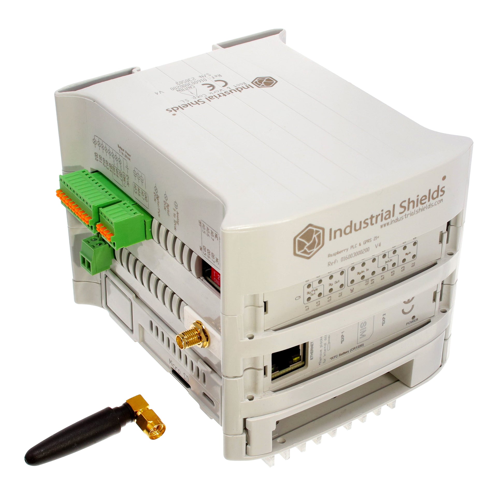 Industrial Shields 16003000200 - RASPBERRY PLC & GPRS 21 I/OS ANA 12 - Digital (6), Analog (6)
