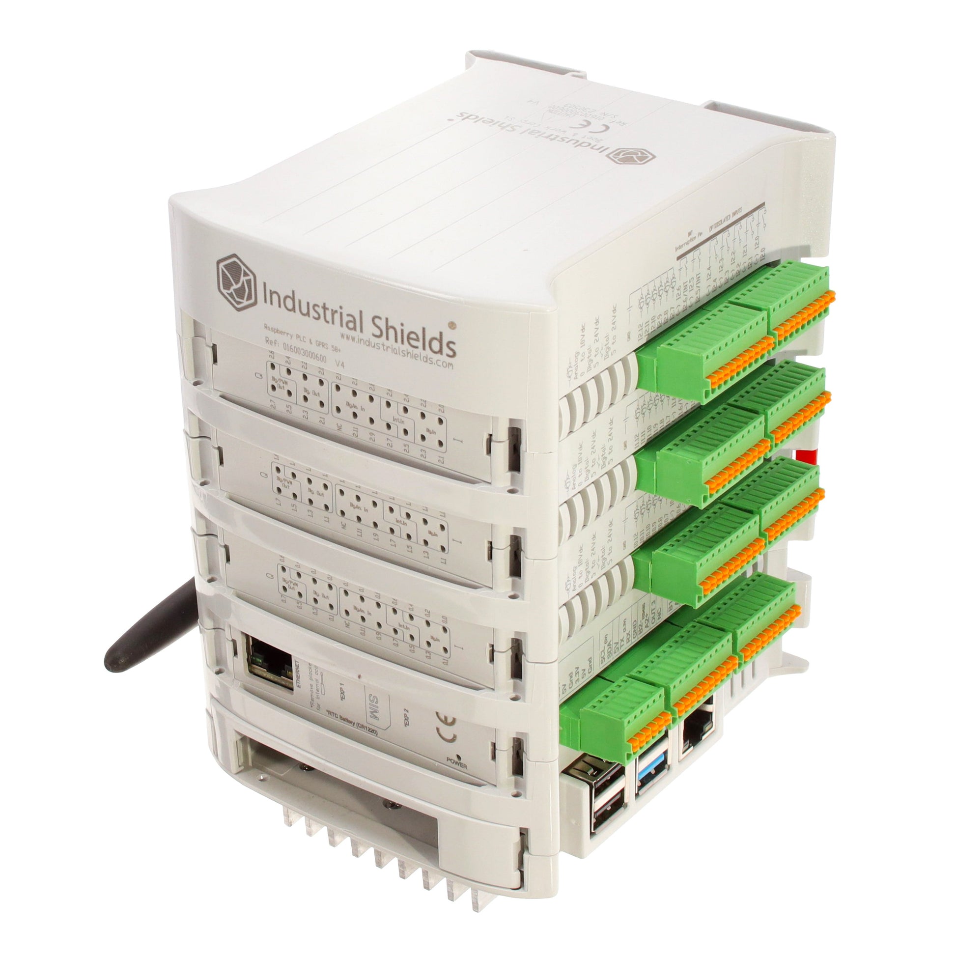 Industrial Shields 16003000600 - RASPBERRY PLC & GPRS 58 I/OS ANA 37 - Digital (21), Analog (16)