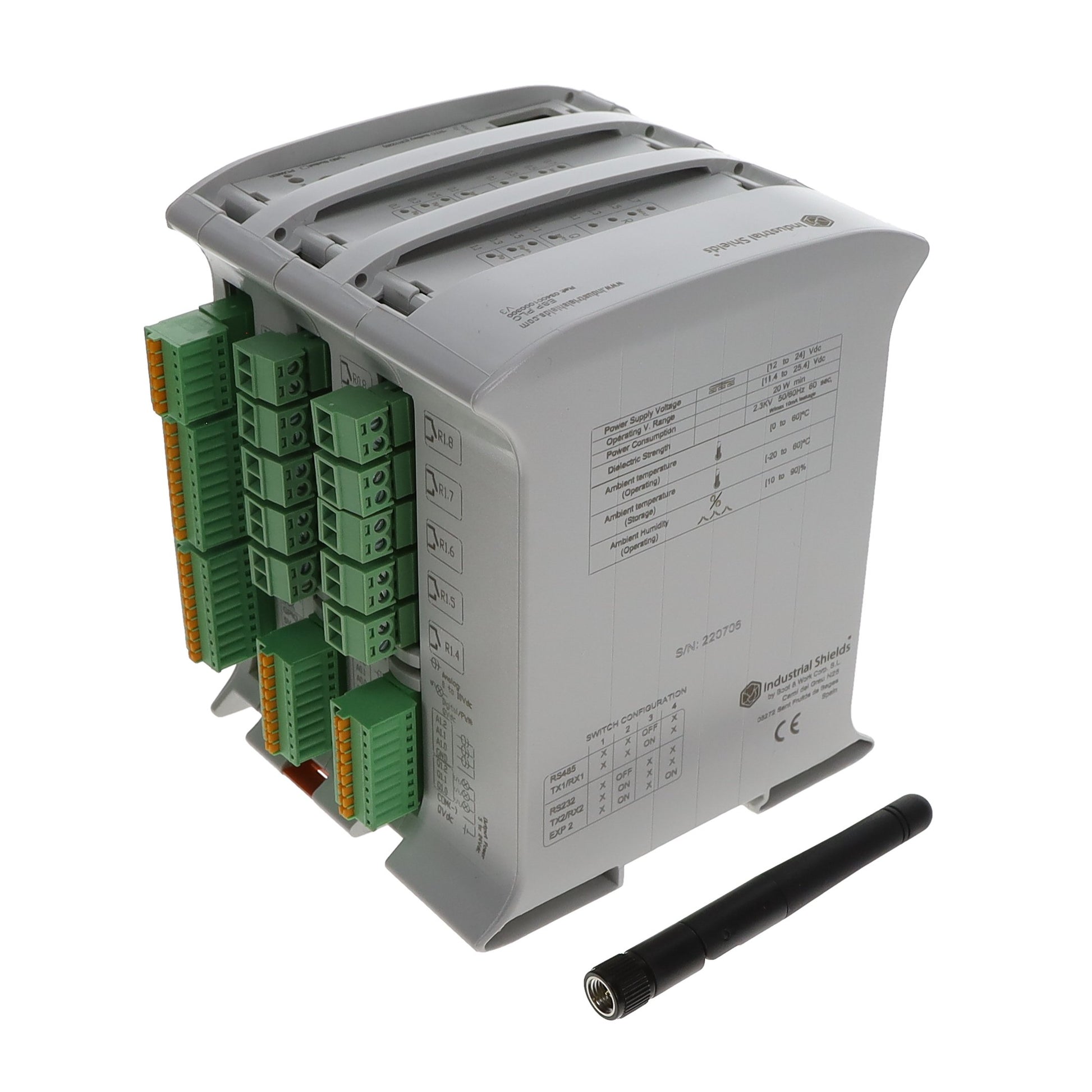 Industrial Shields 34001000300 - ESP32 ETHER&WIFI&BT PLC 38R I/OS 12 - Digital (4), Analog/Digital (8)