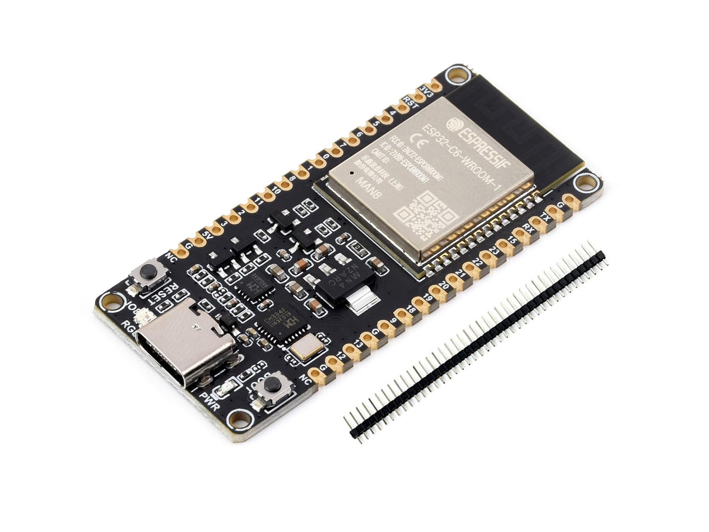 waveshare Placa de desarrollo del microcontrolador ESP32-C6 RISC-V integrado WiFi 6, Bluetooth 5 e IEEE 802.15.4 (Zigbee 3.0 & Thread), adopta el módulo ESP32-C6-WROOM-1-N8, soporte USB y desarrollo