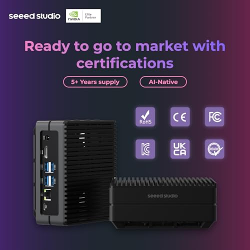 Seeed studio Dispositivo NVIDIA Jetson Nano Edge AI - Kit reComputer J1010, funda de aluminio, sistema Jetpack preinstalado. Mini PC con 0.5 TFLOPs (FP16), fuente de alimentación no incluida