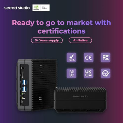 Seeed studio Dispositivo NVIDIA Jetson Nano Edge AI - Kit reComputer J1010, funda de aluminio, sistema Jetpack preinstalado. Mini PC con 0.5 TFLOPs (FP16), fuente de alimentación no incluida
