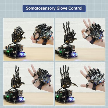 Mano de robot con Arduino UNO, código abierto AI Bionic mano robótica cinco dedos único movimiento brazo mecánico DIY robot inteligente y kits de ingeniería, conjunto de